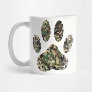 Distressed Camo Dog Paw Print Mug